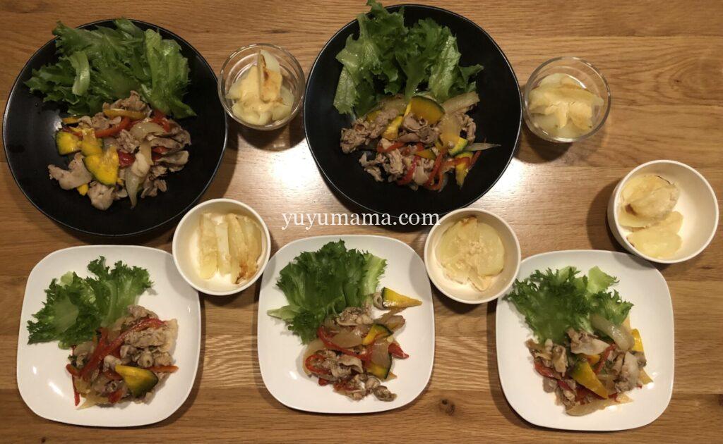 キットオイシックス4人前を5人で分けた量