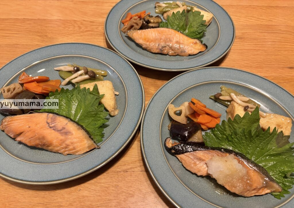 さけのおろしポン酢・ふきと厚揚げ